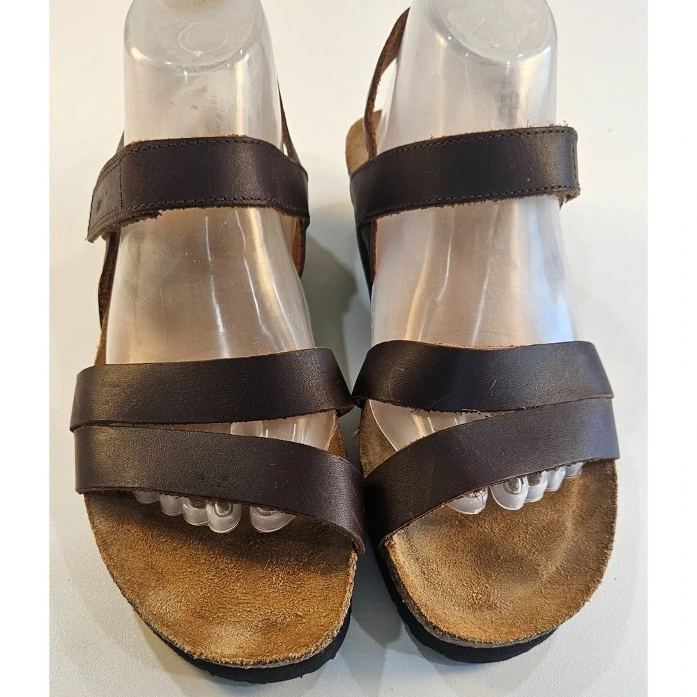 Naot Kayla‎ Brown Leather Cork Sandals Shoes  EU 42 US 11 Woman's Made Israel